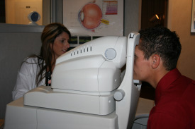 Man taking an eye exam at the Center for Sight